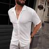 Knitted Shirt Men's Summer New Solid Color Lapel Hollow Breathable Men's Short-sleeved Top