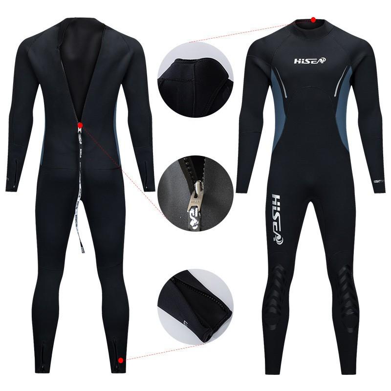 5mm Thick Neoprene Wetsuit Men Winter Swimming Diving Thermal Insulated Full Suit Long Sleeve Pants