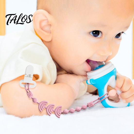 Silicone Pacifier Clip with Teether for Infants, BPA-Free Chewable Baby Anti-Drop Holder Universal Strap Chain 0-24 Months, Boil-Safe Integrated