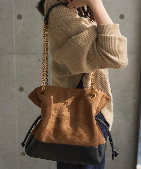 Kobe Lettuce Quilted Design Chain Shoulder Bag for Women, Spring, Summer, Autumn, and Winter, Gold Chain, Drawstring, Pocket, Travel Bag [B1654], One