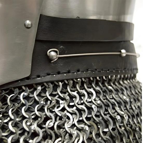Medieval Crusader Knight Great Helmet Spoleto Bascinet Helmet With Chainmail Aventail Handmade