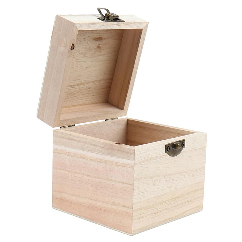 Retro Jewelry Box Organizer Box Natural Wood Clamshell Storage Rectangle Case