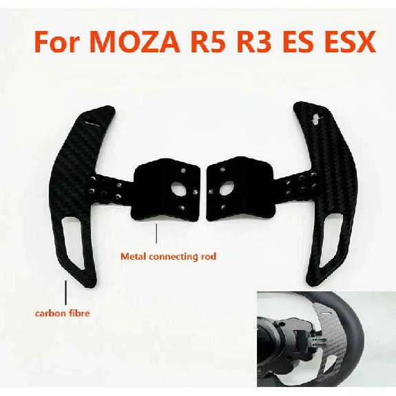 Carbon Fiber Extension Paddle Shifter Adapter For MOZA R5 R3 ES ESX Racing Car Game Mod Steering Wheel Accessories