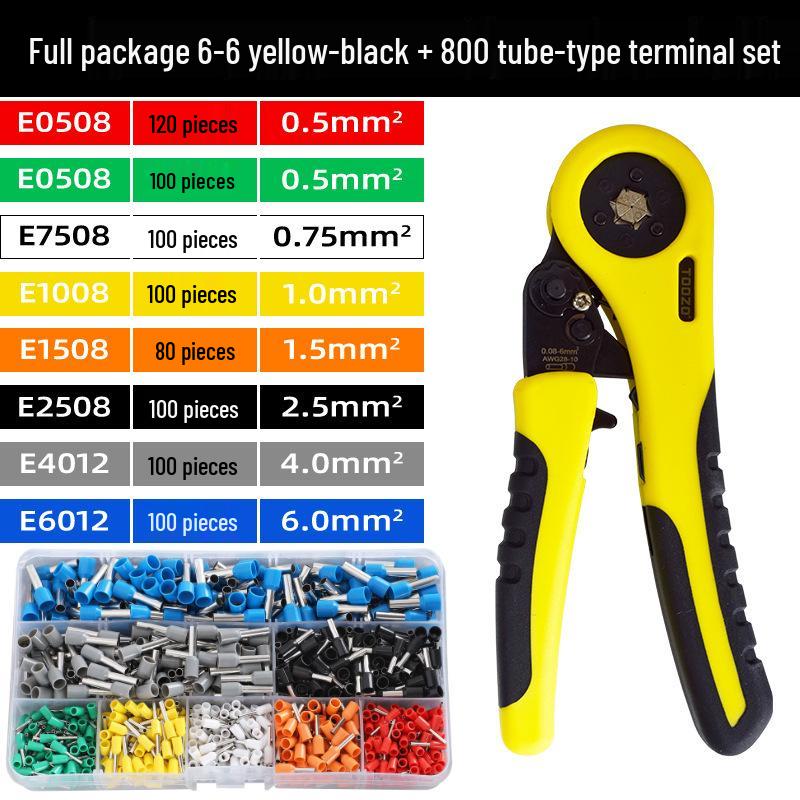 Electrician's Tube and Pin Terminal Crimping Pliers with Cold-Pressed Wire Functionality