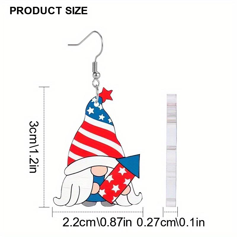 2D Flat Independence Day Earrings Red Stripes& Blue Star Gnomes Acrylic Earrings Y2K Classic Acrylic Earrings Elegant Earrings Party Earrings
