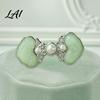 Clothing Fastener Chinese Style Faux Jade Brooch Vintage Cardigan Sweater Cincher Clip Dress Clip Shirt Pin with Pearl Jewelry Gift for Women Waist