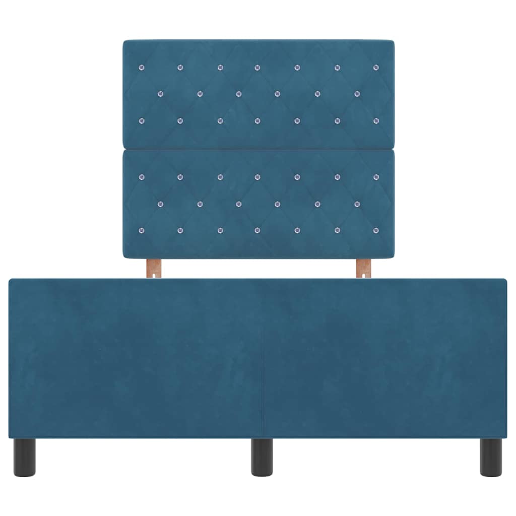 Box Spring Bed with Headboard Dark Blue 120 x 200 cm Velvet