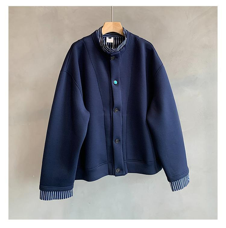 Men's 2026 Trendy Fake Two-Piece Hoodie Jacket - Button Design, Old Money Style, Casual Loose Fit