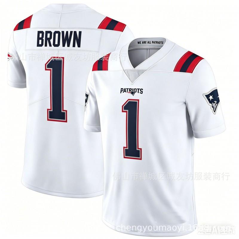 Patriots 1 White Brown Rugby Jersey Mens Sports Training Top