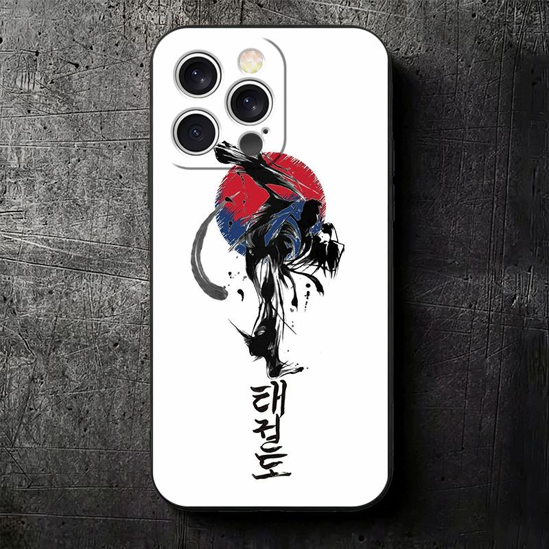 Taekwondo Kungfu Desgin Soft Phone Case for iPhone 16 16E 17 Air 15 Pro Max 14 Plus 13 Mini 11 12 7 Black Cover Back Shell