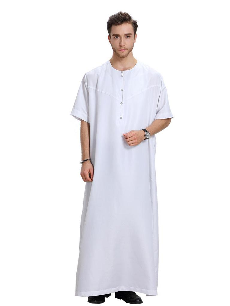 Middle East Men's Solid Color Short Sleeve Robe, TH809