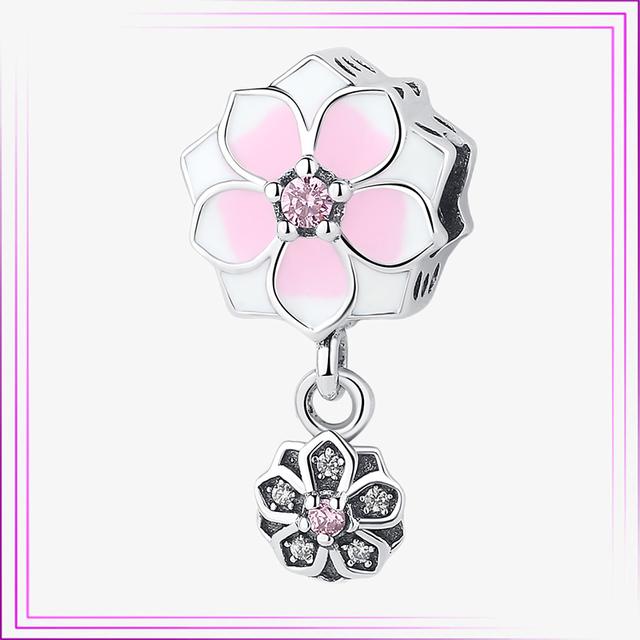 925 Sterling Sølv Hjerte Blomst Luftballong Flamingo Rosa Sjarm Plata De Ley Bil Katt Perle DIY For Originalt Armbånd Smykker