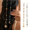 2Pcs Headwear Exquisite Sun Moon Pendant Bohemian Multicolored Stone Bead Hair Additions  Women