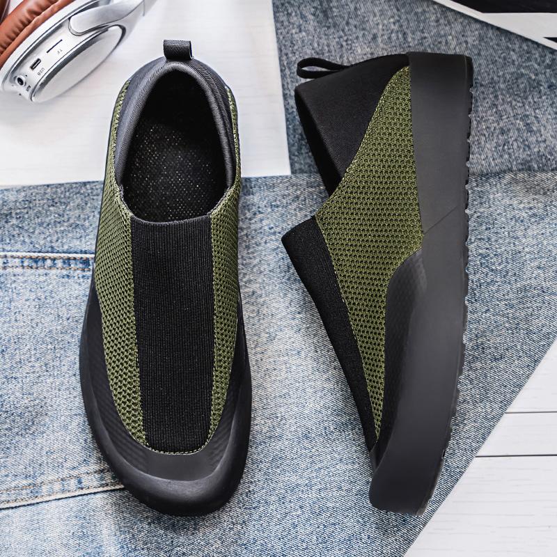 Fashion Summer Knit Designer Shoes Man Fashion Casual Green Sneakers For Men Original Comfortable Breathable Slip-on Men's Loafers
