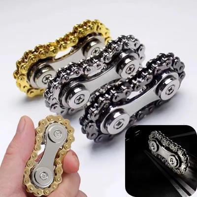Metal Bike Chains Fidget Spinner Gyro Toy Stress Relief Focus Aid DIY for Anxiety EDC Pocket Sprocket Flywheel for Adults