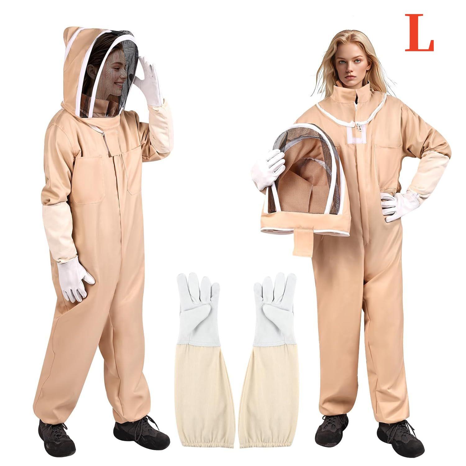 

Professional Beekeeping Suit with Gloves, Sting-Proof Full Body Cotton Beekeeper Costume, Breathable Ventilated Harvesting Set