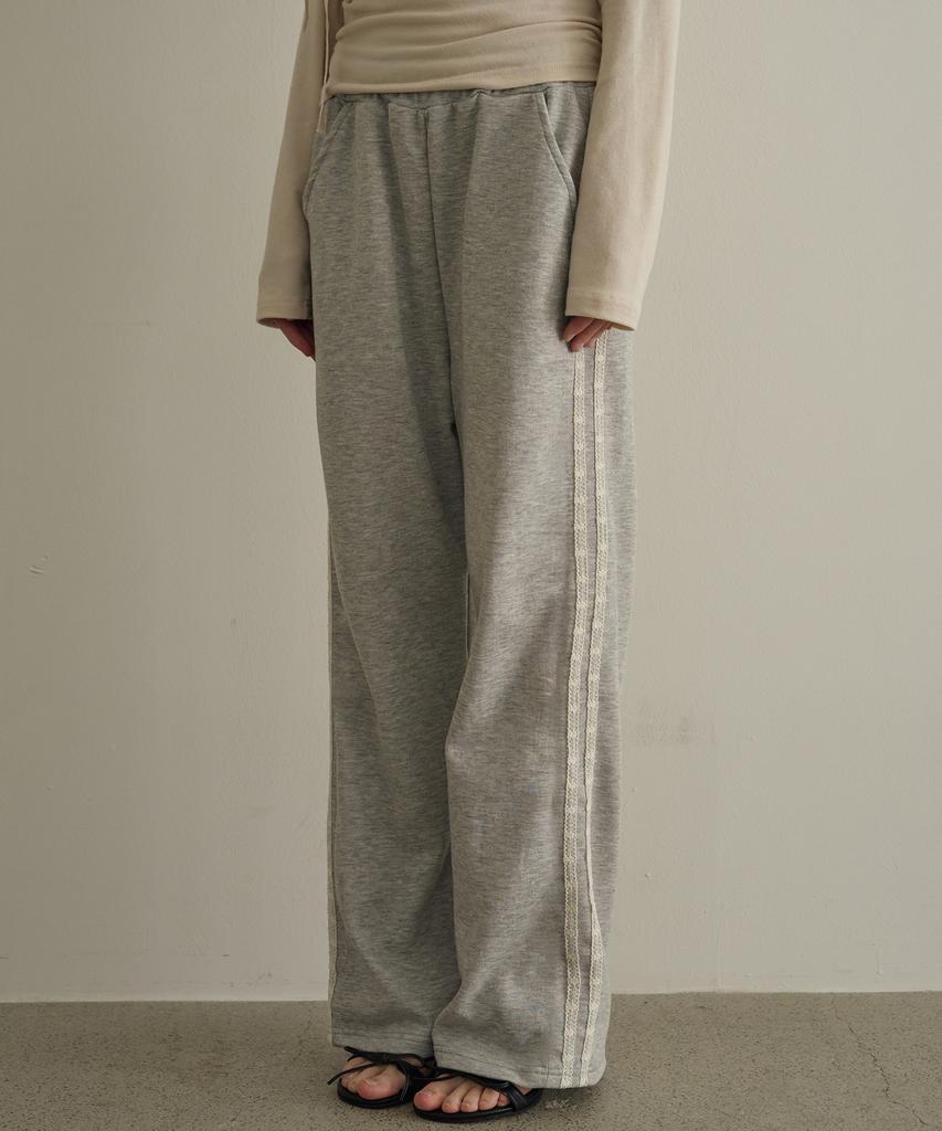 5OML Lace Wide Sweatpants (Melange Gray)