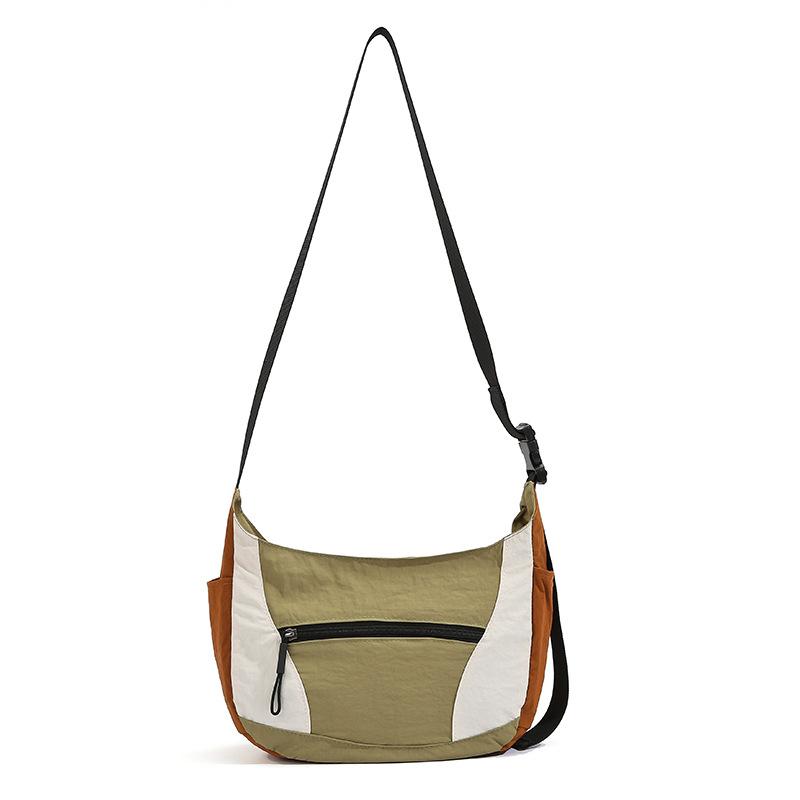 

Contrasting color bag women s new large-capacity summer messenger bag casual commuting versatile shoulder dumpling bag хаки