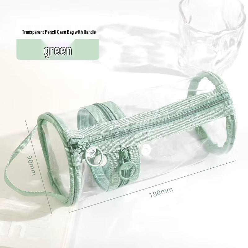 Stylish Cylindrical Mesh Pencil Case: Waterproof, Large Capacity, Transparent Pen Holder for Students