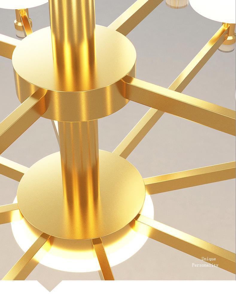 Nordic LED Chandelier: Modern Gold Dustproof Lampshade for Living Room & Dining Area