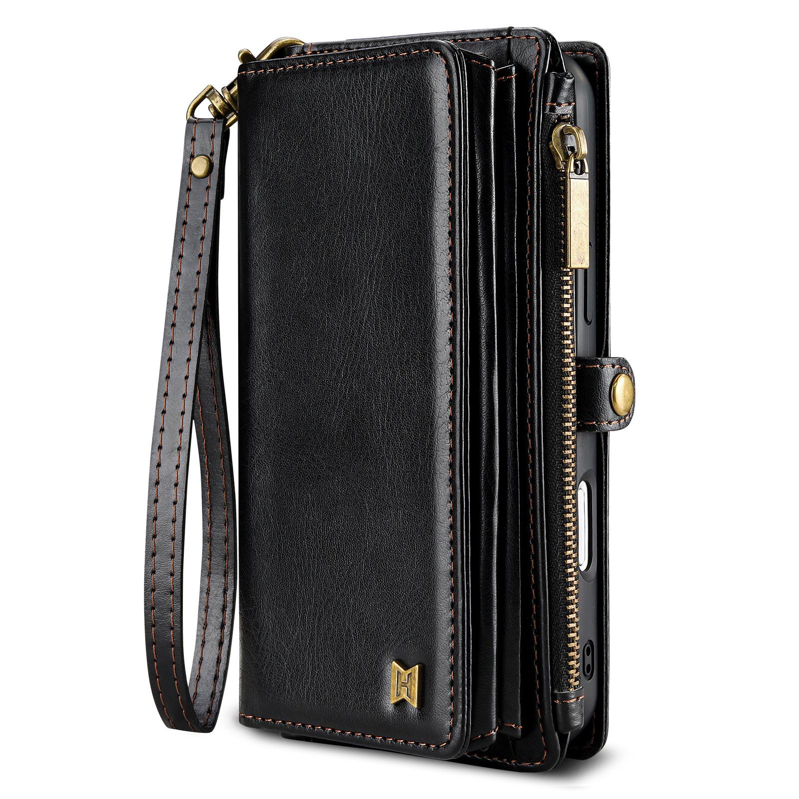 Leather Crossbody Wallet Case for iPhone 15 & 16 Pro - Multi-Functional with Buckle iPhone 16 Pro Max чёрный