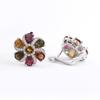 925 Sterling Silver Pendant Necklace Earrings Ring Nautral Colorful Tourmaline Fine Jewelry for Women Nice Gift