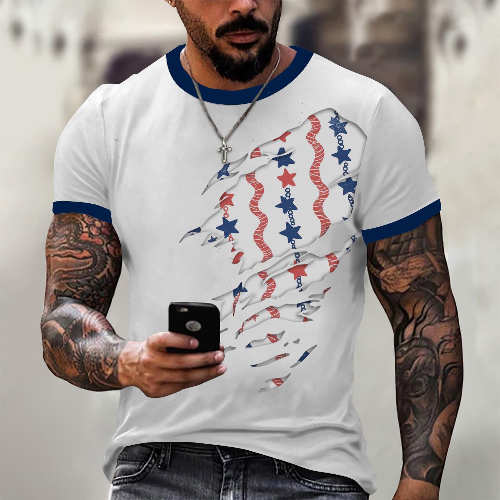 

Мужская модная футболка, уличная повседневная одежда с коротким рукавом XL белый