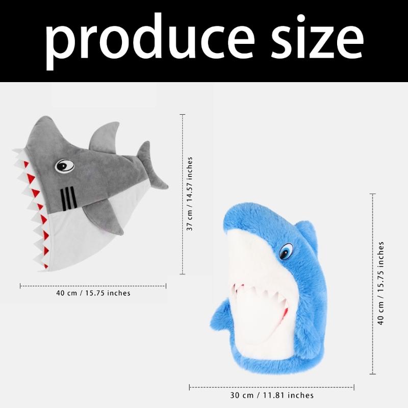 Adult Shark Hat Costume Props Headwear Plush Headgear with Eye and Tooth Styling for Halloween Cosplay Theme Party Wear