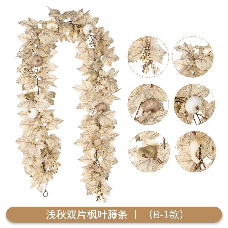 Autumn Maple Leaf Harvest Season Artificial Fake Leaves Thanksgiving Halloween Maple Leaf Rattan Decorative Rattan