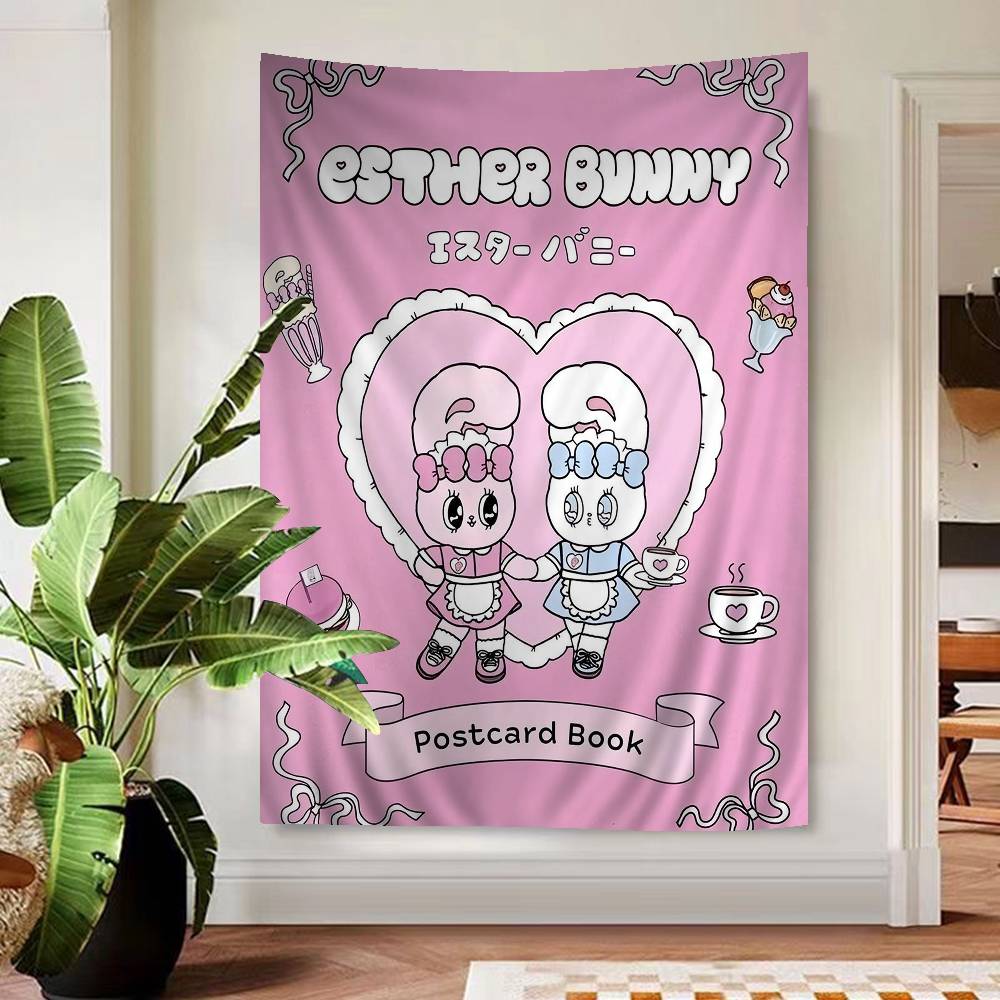 Cute Esther Bunny Rabbit Cartoon Tapestry Wall Hanging Decoration Household Home Decor