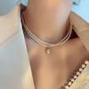 Korean New Imitation Pearl Choker Colar Thick Chains With Pendant Necklace For Women Fashion Choker Necklaces  Jewelry Gift