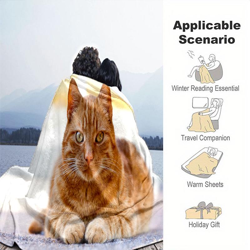 1pc Animals: rabbit, cat, pattern blanket, all season lightweight home office outdoor nap multifunctional blanket