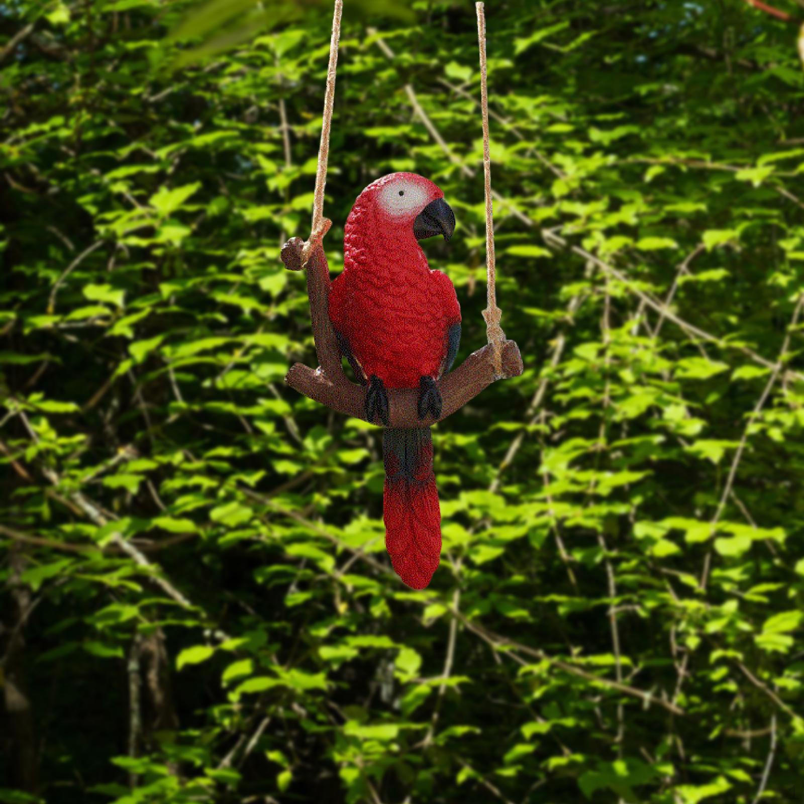 

Садовая статуэтка птицы Попугай Фигурка Подвесное украшение Миниатюрное украшение Скульптура животного Red Parrot