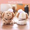 Puppy Cartoon Cute With Chef Hat Spoon Plaid Apron Plush Toy Keychain Pendant