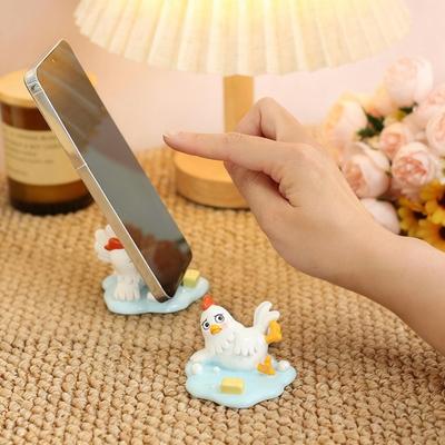 Mobile Phone Holder Resin Figure Cute Stand Stable Anti-Slip Funny Phone Slipping Chicken Base Desktop