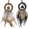 Handmade Woven Dreamcatchers Car Window Wall Hanging Feathered Tassels Natural Stone Bells Ornament for Bedroom Decors