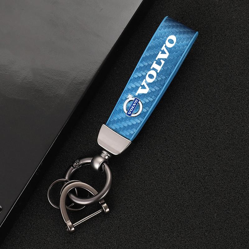 Carbon Fiber Leather Car Keychain Keyring Key Accessories For Volvo Xc60 Xc90 V40 V60 S60 V50 V90 S80 C40 XC40 V70 XC70 C30 C70