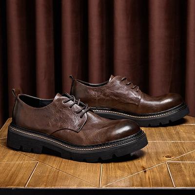 Zvyšujúce nízke pracovné topánky Pánske Retro Britské Business Casual Kožené Topánky Pánske Pravá Koža Veľká Špička Topánky Sú Ľahké