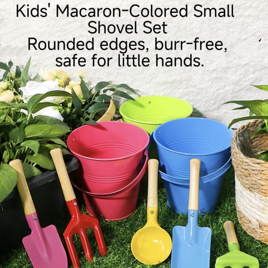 Children's Beach Sand Toys Set, Metal Bucket & Shovel Kit, for Sandbox, Seaside and Gardening, Unisex