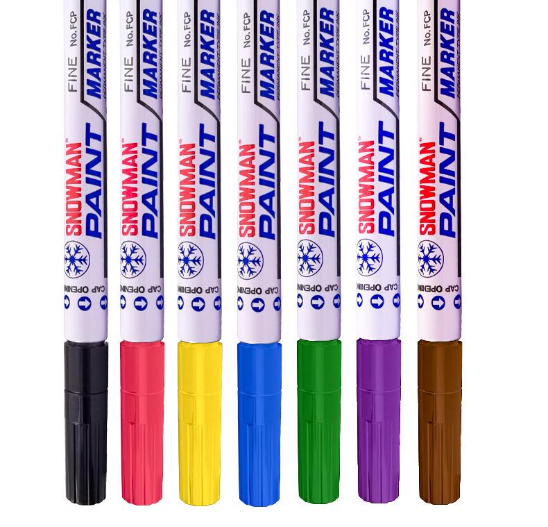 Alcohol-Resistant Snowman Paint Marker 1.0mm, Black & White, Fade-Proof, Low Halogen Touch-Up Pen