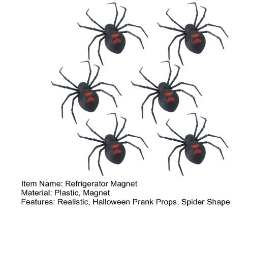 1/2/4/6Pcs Magnetic 3D Spider Decoration Scary Realistic Black Spider Halloween Prank Props Garage Door Mailbox Locker Refrigerator Magnet Fake Spider