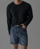 Baulopeulodeogteu Sheer Crop Raw Edge Knit [Navy]