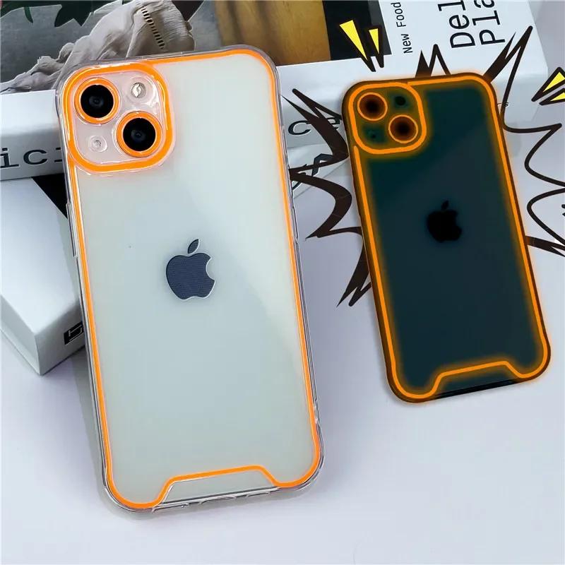 Night Light Luminous Silicone Soft Phone Case For iPhone 14 11 12 13 14 15 Pro Max Plus XR XS Max Transparent Back Cover