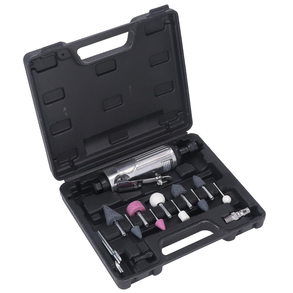 1/4in Air Die Grinder Kit Portable Pneumatic Polishing Grinding Machine Straight Handle 22000RPM