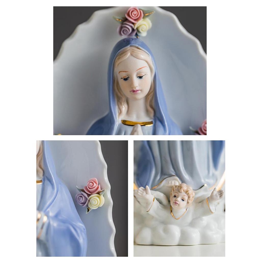 Jesus Christ Statue Sculpture Mary Statuette Figurine Christian Catholic Holy Object Modern Home Ceramic Decoration
