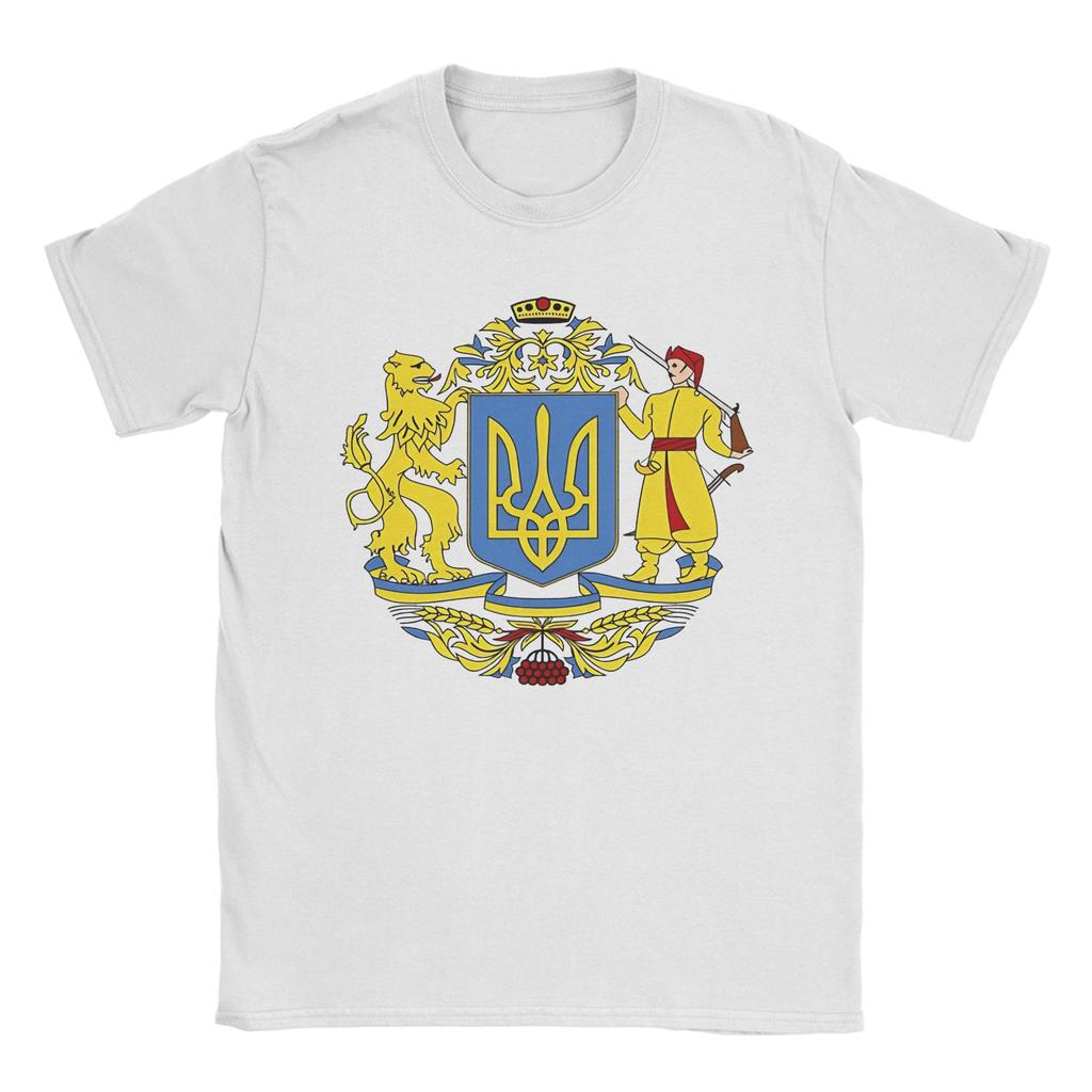 Men TShirt Ukrainian Coat Of Arms Novelty Cotton Tee Shirt Short Sleeve Ukraine T Shirts Round Neck Clothing Summer
