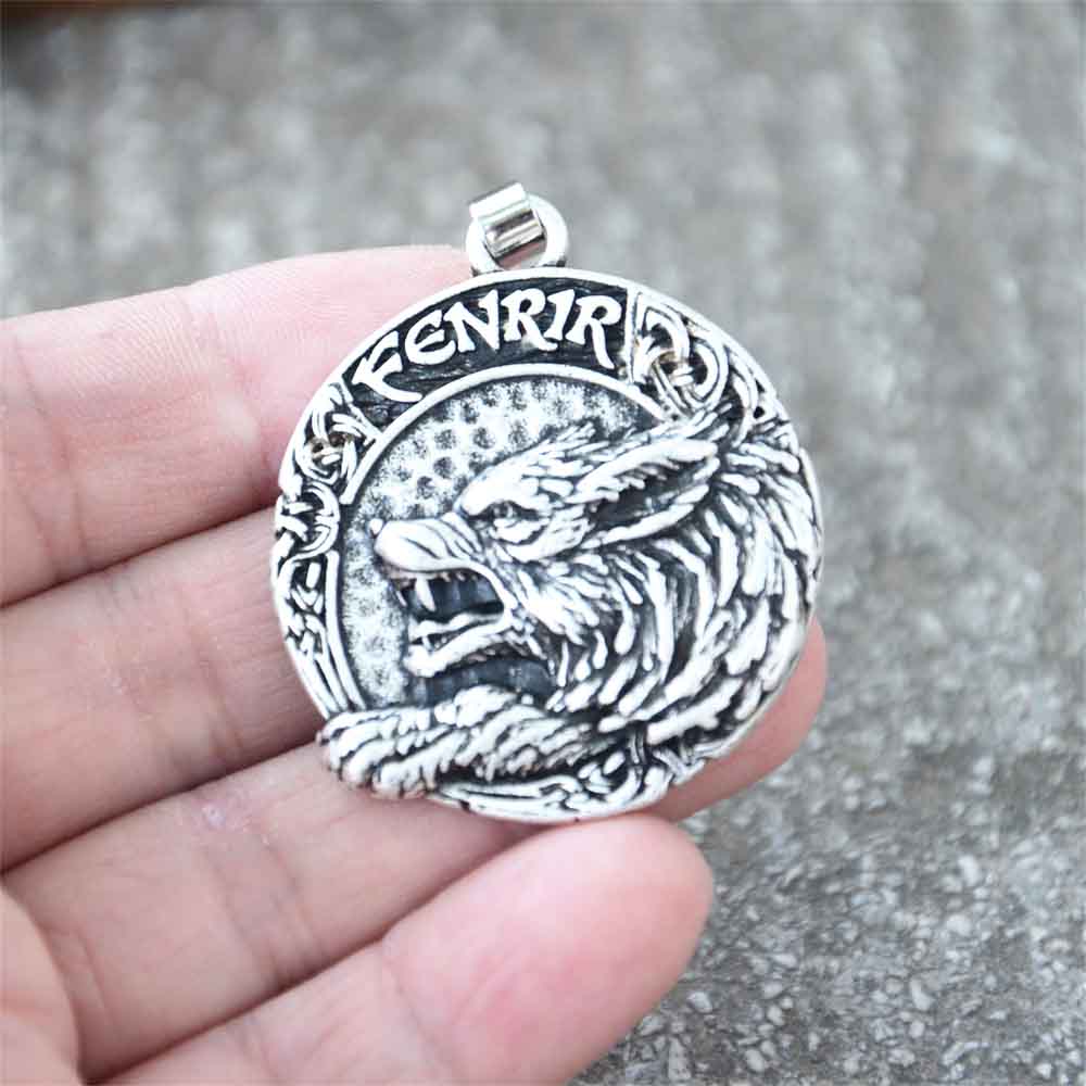 Viking Fenrir Wolf Norse Mythology Vegvisir Runes Protection Amulet Male Pendant Necklace Gothic Accessories