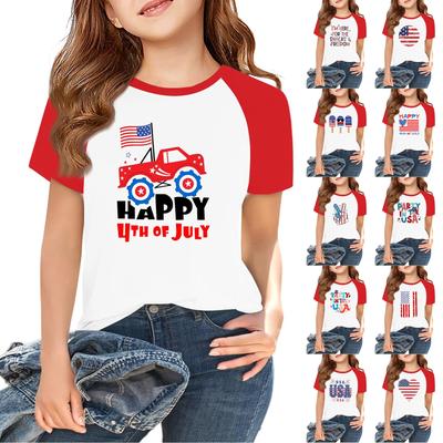 Tops For Youth Kids Boy And Girls 2-10 Years Round Neck Short Sleeve Trendy Tops