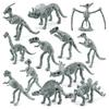 Detailliertes graues PVC-Dinosaurierskelett-Set mit Triceratops und anderen Fossilien