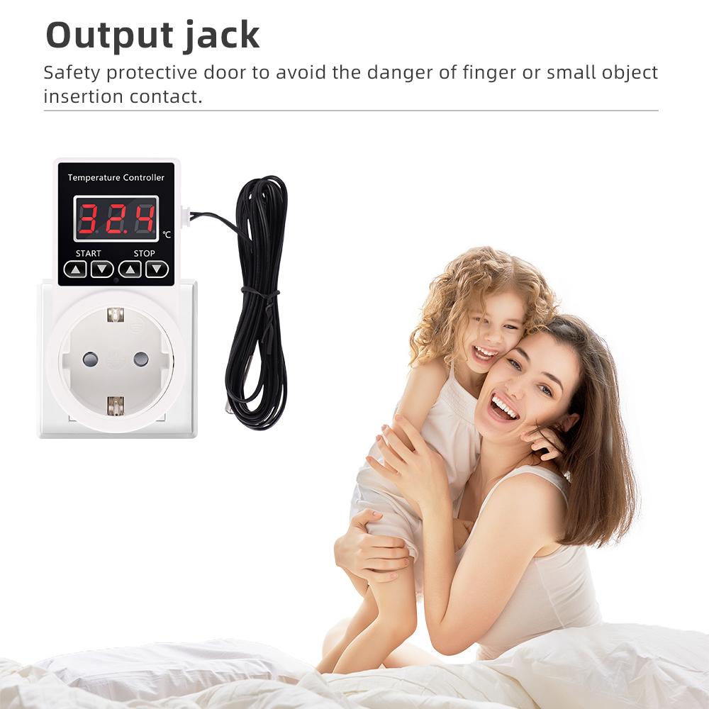 AL11G-T1 Digital Temperature Controller Socket AC 110-220V Heating Thermostat Regulator Socket Outlet EU Plug With NTC Sensor